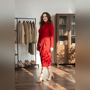 Elegant Red Dress Size 14 – Draped Detail Formal Dress